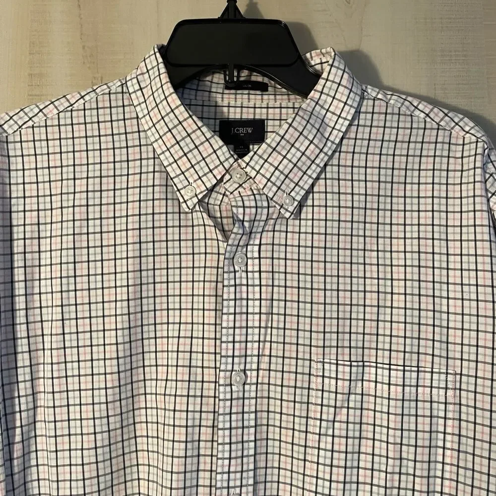 J. Crew long sleeve slim pink blue and white shirt, size XL‎